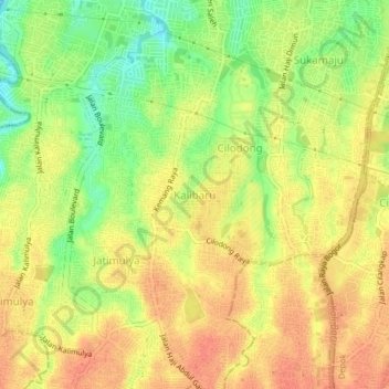 Mapa topográfico Kalibaru, altitude, relevo