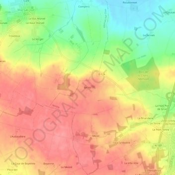 Mapa topográfico Bel Air, altitude, relevo