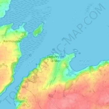 Mapa topográfico Roc'h Hir, altitude, relevo