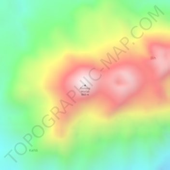 Mapa topográfico Mount Wurlali, altitude, relevo