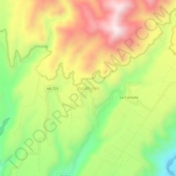 Mapa topográfico Yuramayo, altitude, relevo