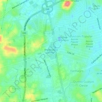 Mapa topográfico Importadora Guzmán, altitude, relevo