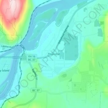 Mapa topográfico Thornhill, altitude, relevo