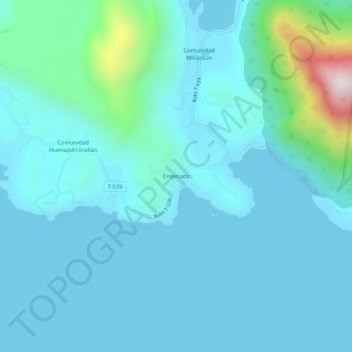 Mapa topográfico Ensenada, altitude, relevo