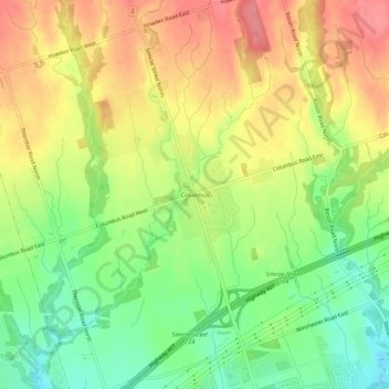 Mapa topográfico Columbus, altitude, relevo