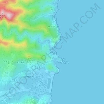 Mapa topográfico Fautea, altitude, relevo