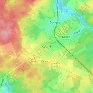 Mapa topográfico Courtil, altitude, relevo