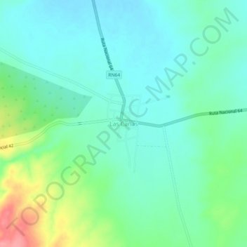 Mapa topográfico Las Cañas, altitude, relevo