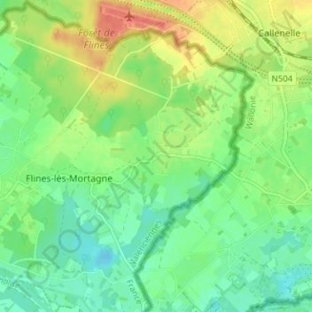 Mapa topográfico Rouillon, altitude, relevo