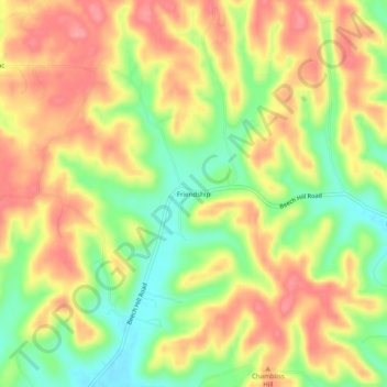 Mapa topográfico Friendship, altitude, relevo