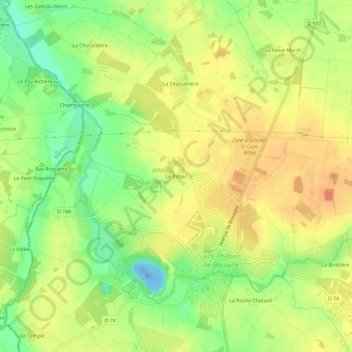 Mapa topográfico Le Piltier, altitude, relevo