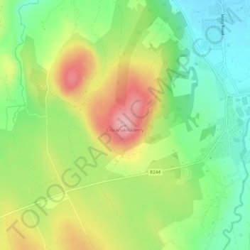 Mapa topográfico Crocknakilladerry, altitude, relevo