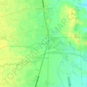 Mapa topográfico Estrada, altitude, relevo