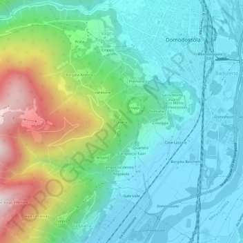 Mapa topográfico Quana, altitude, relevo