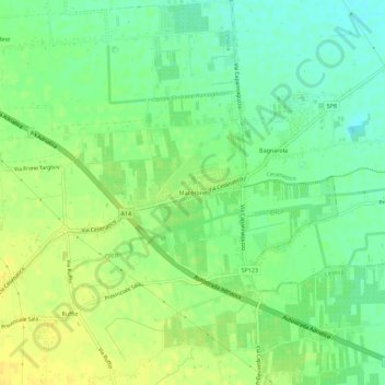 Mapa topográfico Macerone, altitude, relevo