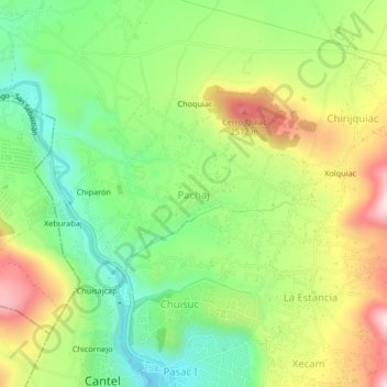 Mapa topográfico Pachaj, altitude, relevo