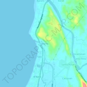 Mapa topográfico Talogtog, altitude, relevo