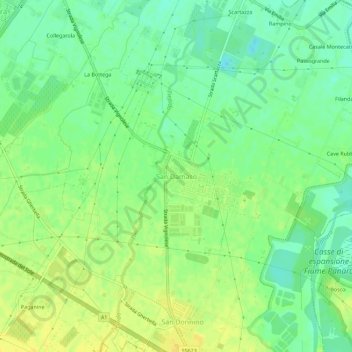 Mapa topográfico San Damaso, altitude, relevo