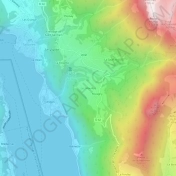 Mapa topográfico Les Mouilles, altitude, relevo