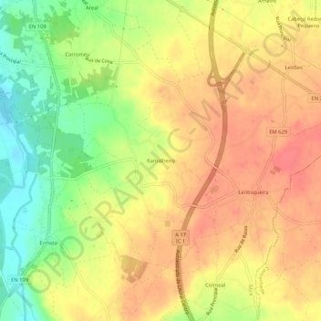 Mapa topográfico Ramalheiro, altitude, relevo