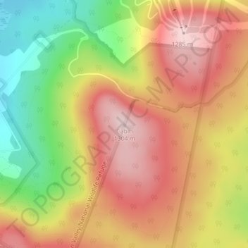 Mapa topográfico Cabin, altitude, relevo