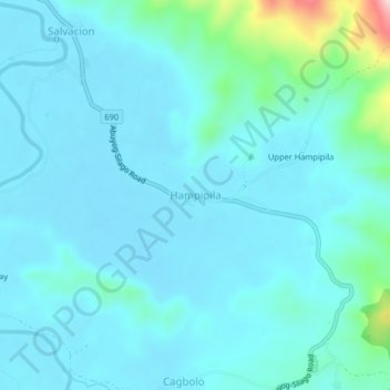 Mapa topográfico Hampipila, altitude, relevo