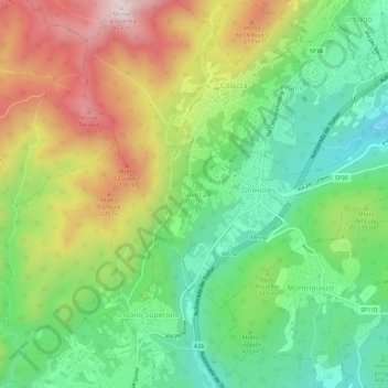 Mapa topográfico Silvera, altitude, relevo
