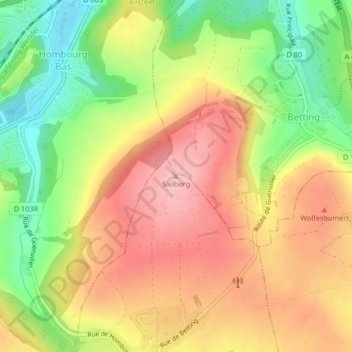 Mapa topográfico Sielberg, altitude, relevo