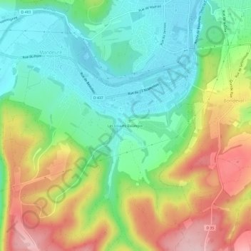 Mapa topográfico Les Essarts Balangier, altitude, relevo