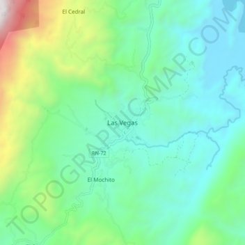 Mapa topográfico Las Vegas, altitude, relevo