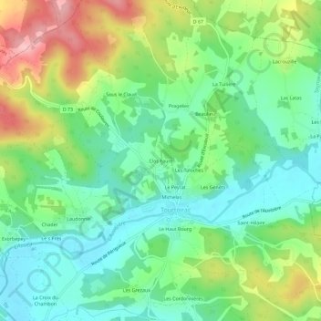 Mapa topográfico Clos Faure, altitude, relevo
