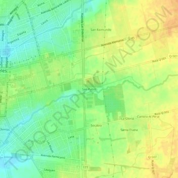 Mapa topográfico San Pablo, altitude, relevo