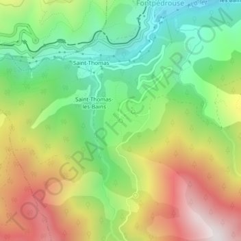 Mapa topográfico La Font, altitude, relevo