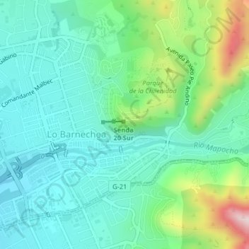 Mapa topográfico Cerro 18, altitude, relevo