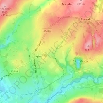 Mapa topográfico Winder Gate, altitude, relevo