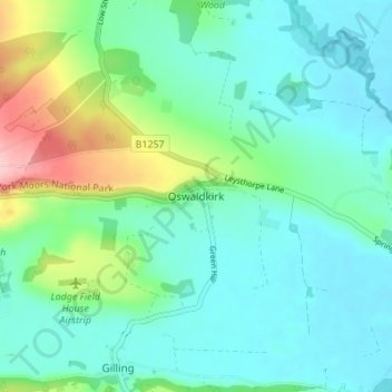 Mapa topográfico Oswaldkirk, altitude, relevo