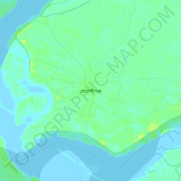 Mapa topográfico Mehendiganj, altitude, relevo