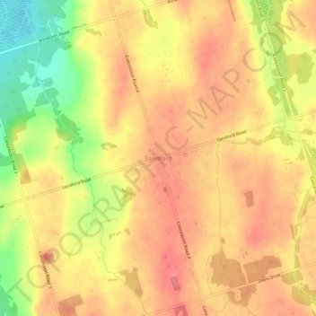 Mapa topográfico Sandford, altitude, relevo
