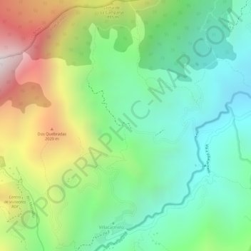 Mapa topográfico El Carmen, altitude, relevo