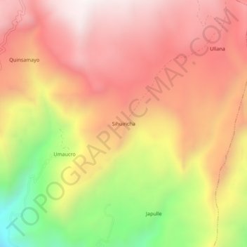 Mapa topográfico Sihuincha, altitude, relevo