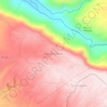 Mapa topográfico Panampawan, altitude, relevo