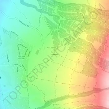 Mapa topográfico Puukolii, altitude, relevo