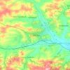 Mapa topográfico Crediton, altitude, relevo