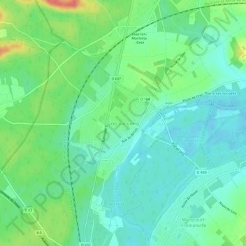 Mapa topográfico Grez-sur-Loing, altitude, relevo