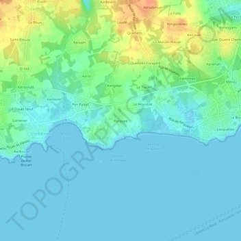 Mapa topográfico Kerpape, altitude, relevo