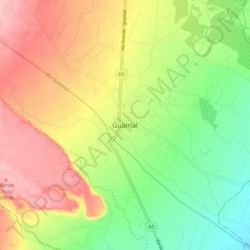 Mapa topográfico Guamal, altitude, relevo