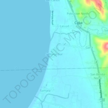 Mapa topográfico Santiago Sur, altitude, relevo