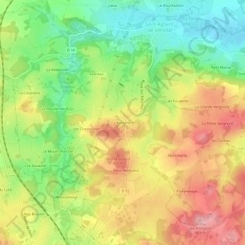 Mapa topográfico L'Aumône, altitude, relevo