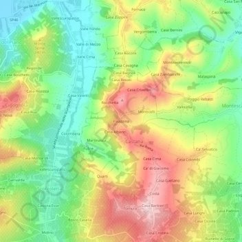 Mapa topográfico Palazzina, altitude, relevo
