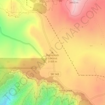 Mapa topográfico Mammoth Summit, altitude, relevo